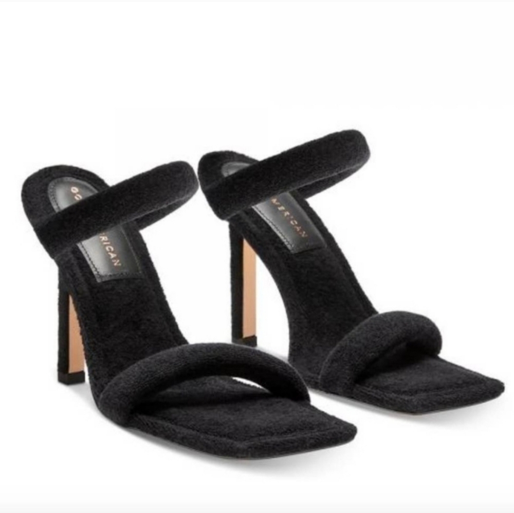 Good American - Women's Terry Slip On High Heel Sandals - Black - Size 10.5